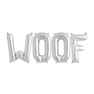 WOOF foil letters balloons
